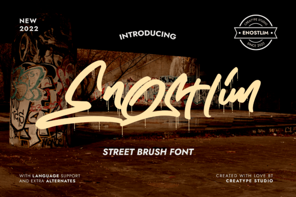 Enostlim: A Street Brush Font for Editorial Branding